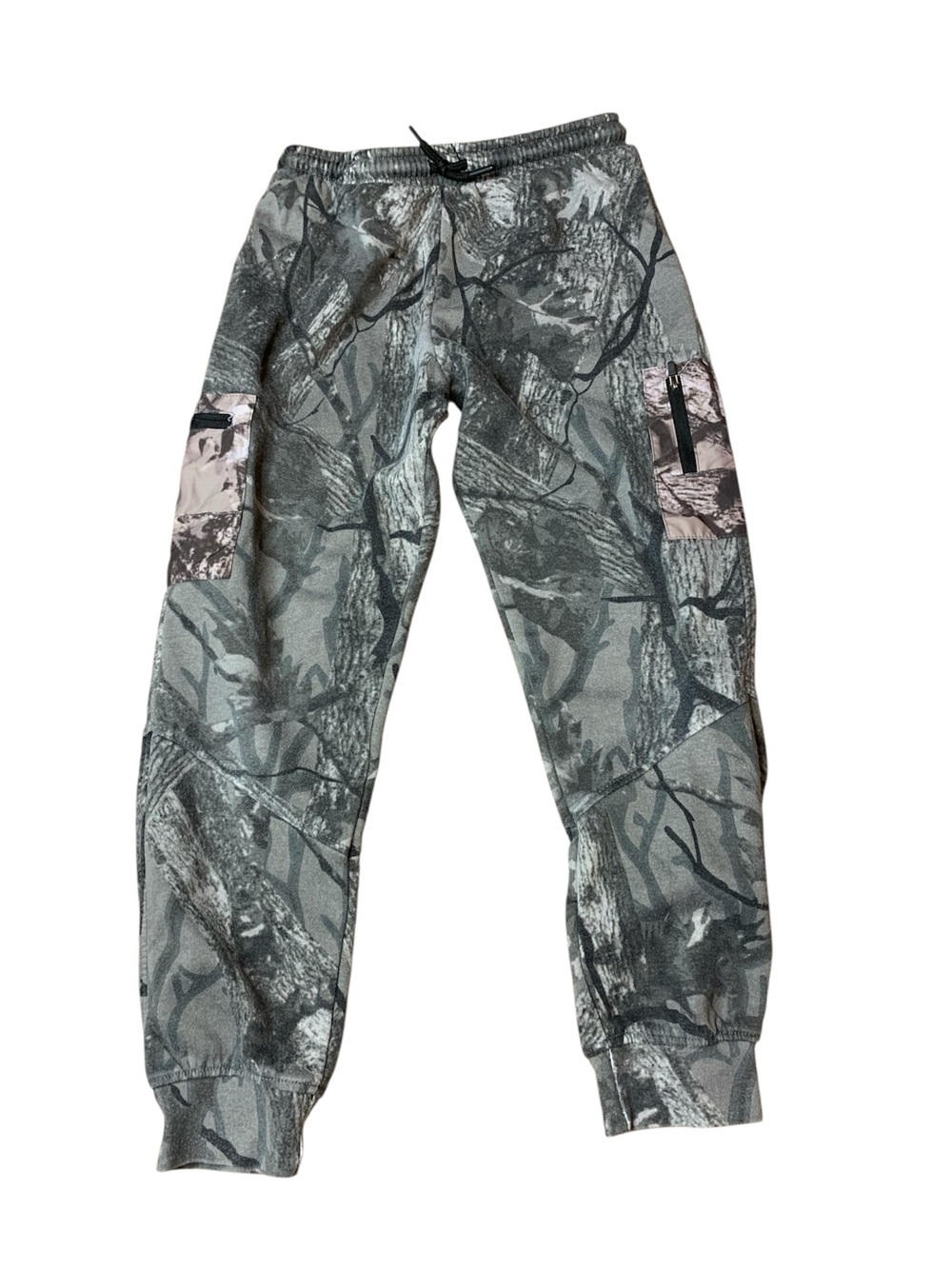 ÜKIDS Gray Tree Camo Cargo Joggers Fleece Sweatpants Size M 10/12